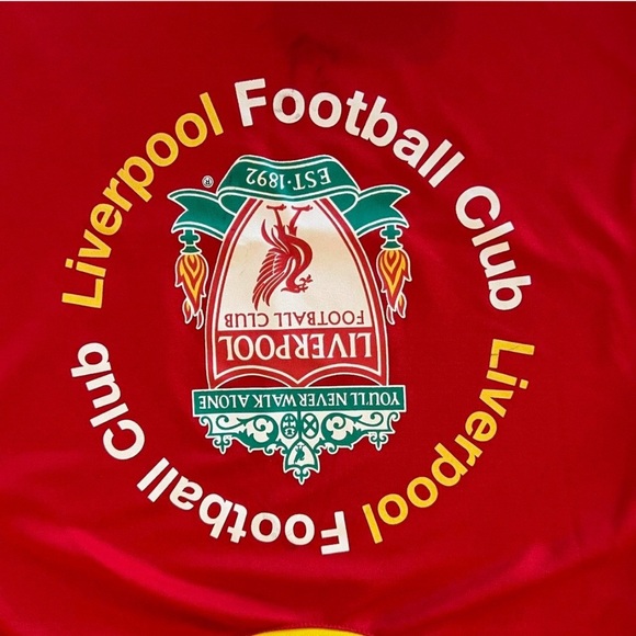 AWESOME - OFFICIAL - FC LIVERPOOL - RED AND YELLOW RINGER T SHIRT - YOUTH LARGE - Picture 7 of 8
